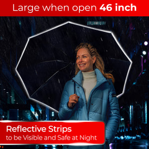 Reverse Folding Umbrella - Black Reflective