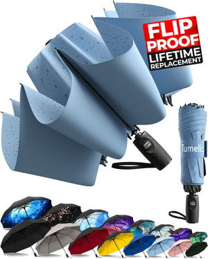 Reverse Folding Umbrella - Light Blue