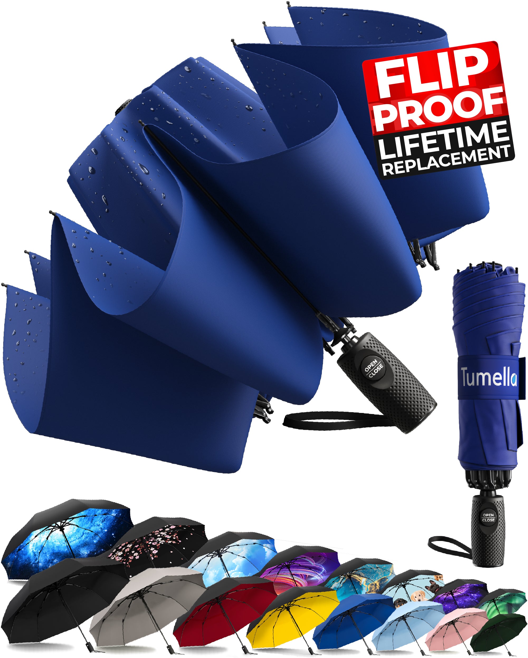 Reverse Folding Umbrella - Navy Blue - Tumella
