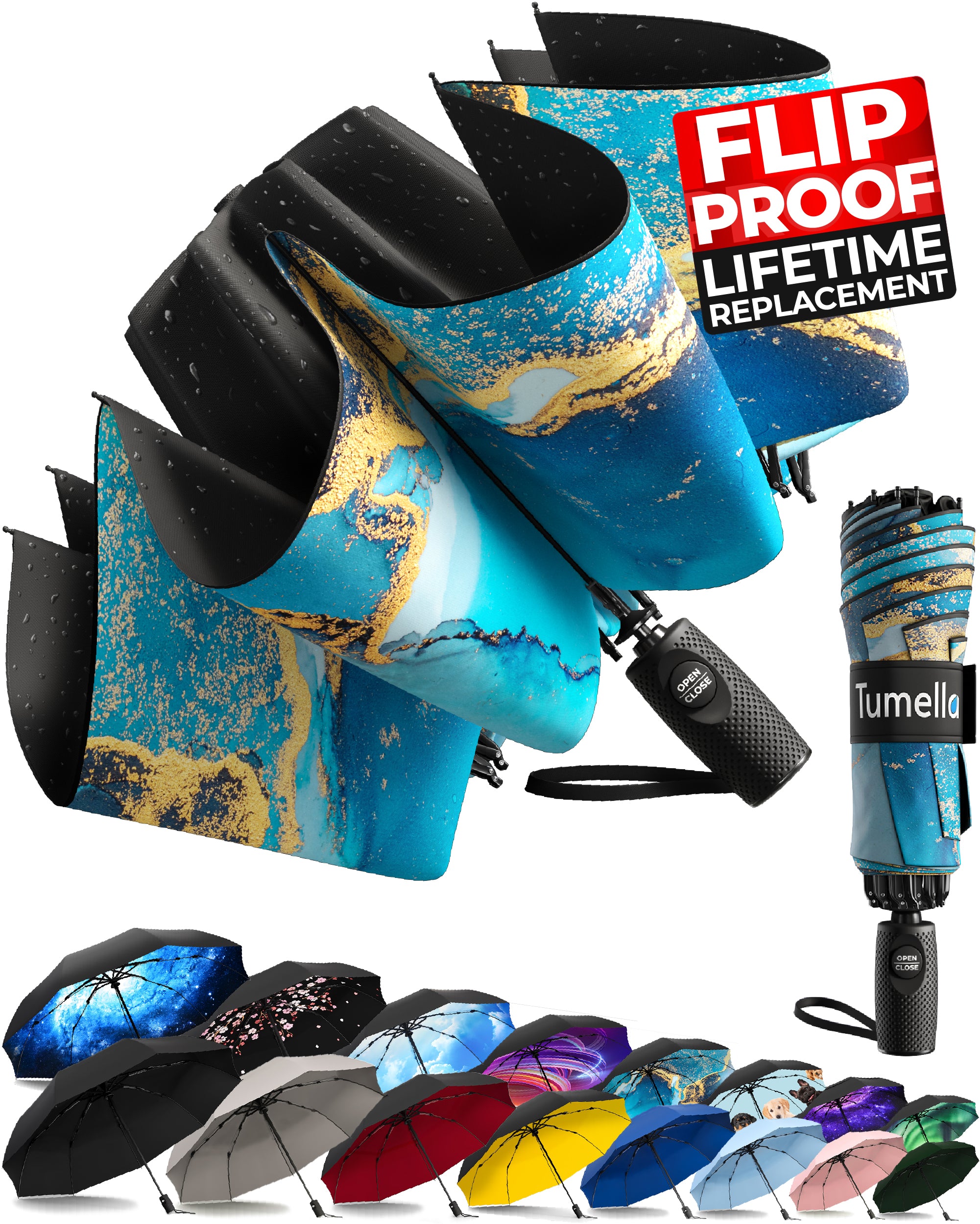 Reverse Folding Umbrella - Royal Azure - Tumella