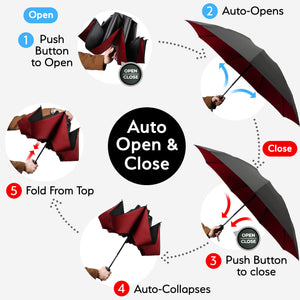 Reverse Folding Umbrella - Red-Black