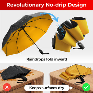 Reverse Folding Umbrella - Black-Yellow