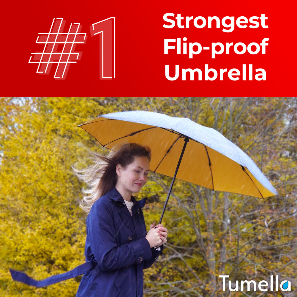 Reverse Folding Umbrella - Black-Yellow