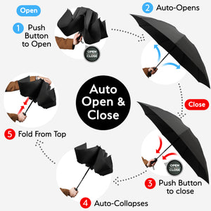 Reverse Folding Umbrellas - Black 2-Pack