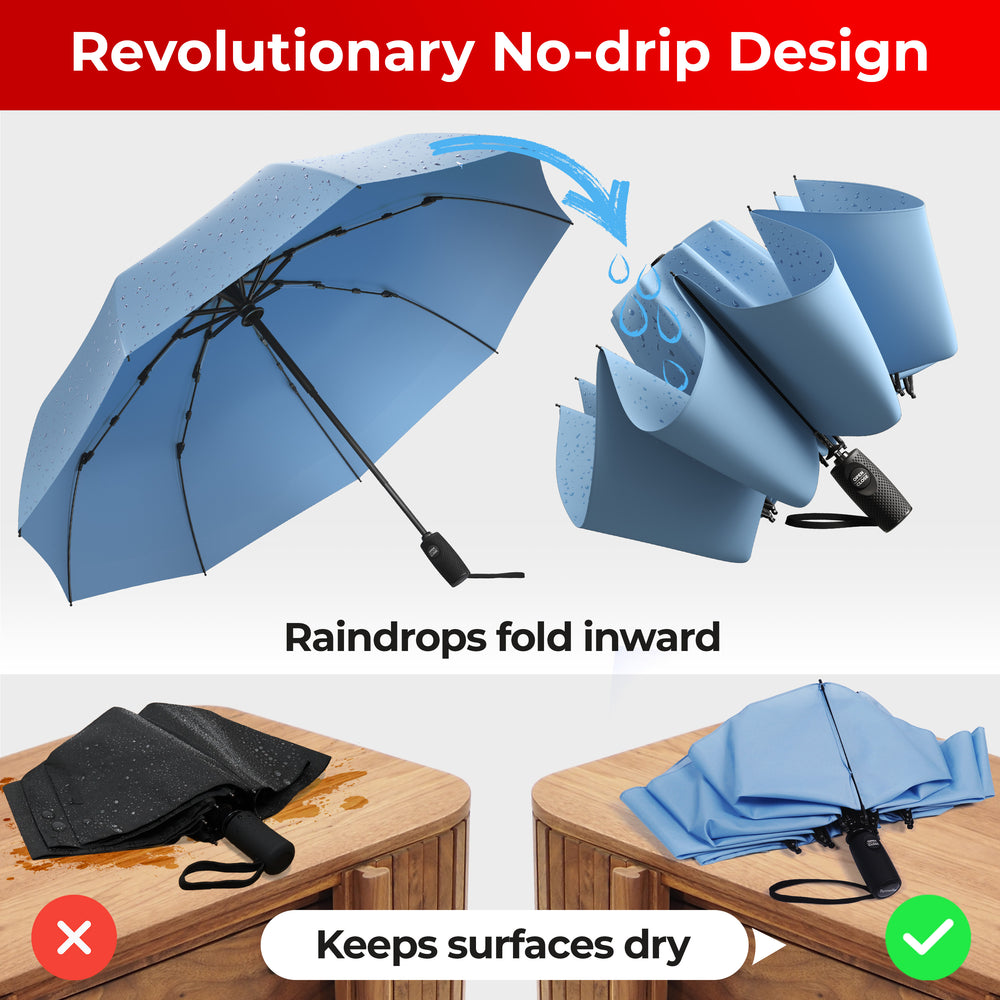 Reverse Folding Umbrella - Light Blue