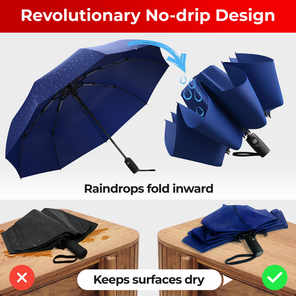 Reverse Folding Umbrella - Navy Blue