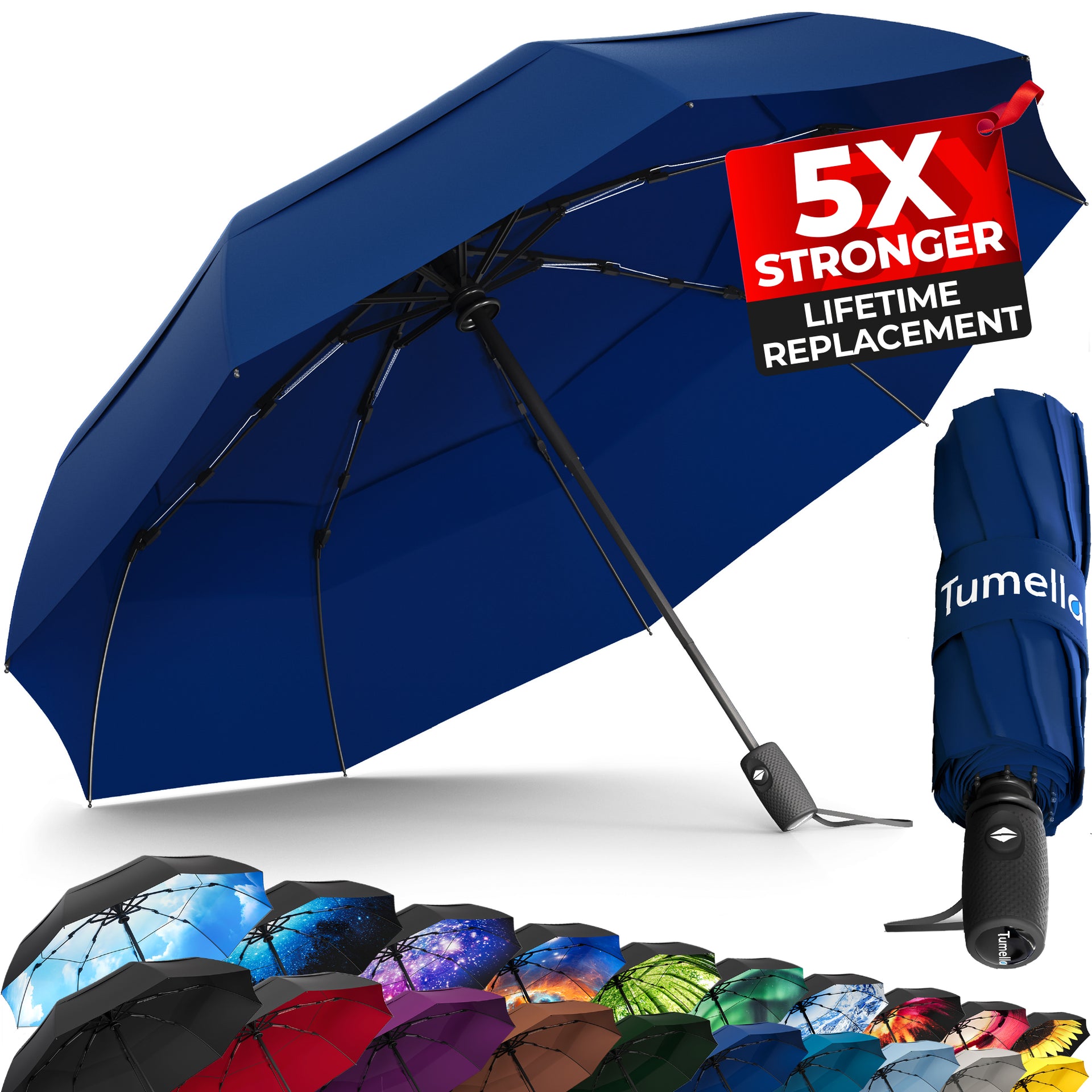 TUMELLA Unbreakable Windproof Travel Umbrella (Light, Beautiful &  Superior), 2023 Ultra-Flex Tech, Compact, Small, Portable, Automatic,  Strong, Durable, Premium Grip, Vibrant Designs, Folding Umbrella - Tumella