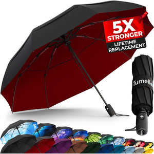 Black Red Folding Umbrella