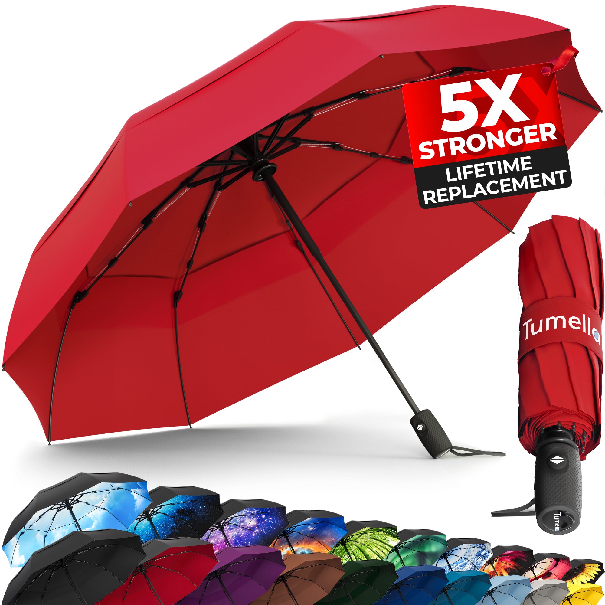 Tumella Red Travel Umbrella - Tumella